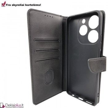 Dirbtinos odos dėklas su 4 skyreliais - juodas (Tecno Spark 10 Pro) Dirbtinos odos dėklas su 4 skyreliais - juodas (Tecno Spark 10 Pro)